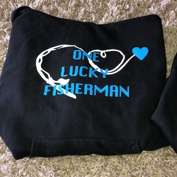 Fishing couples sweatshirt custom made outdoor couples tops size medium blue​​​ - Picture 3 of 5